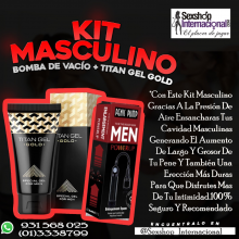 KIT MASCULINO BOMBA DE VACIO TITAN GEL GOLD PENE GRANDE SEXSHOP